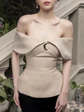 Draped Off‑Shoulder Fitted Party Blouse