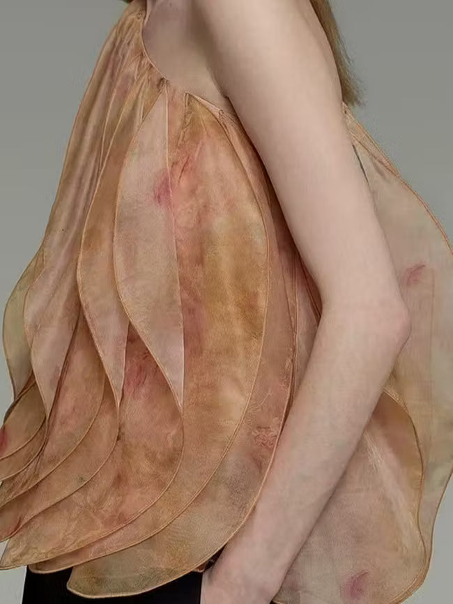 Draped One‑Shoulder Art Printed Blouse