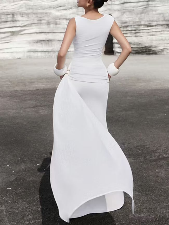 Sleeveless Ruched Floor‑Length Evening Gown